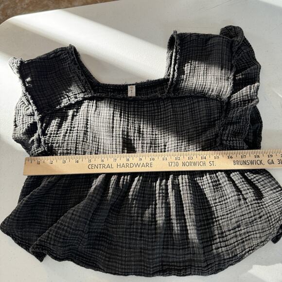 Anthropologie Daily Practice Gauzy Ruffled Top Sz S Gray Boho Cotton Cropped - Picture 8 of 10